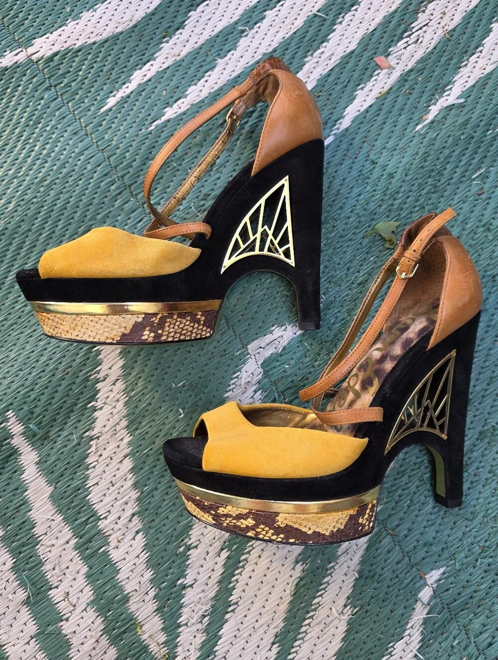Vintage Sam Edelman Tegan Architectural Platform Heels Size 8
